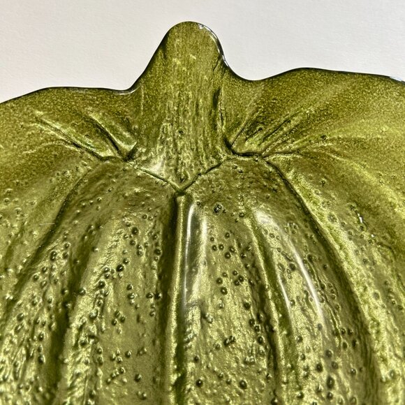 Pumpkin Shaped Glass Plate Trinket Dish Green AKcam style - Picture 6 of 9